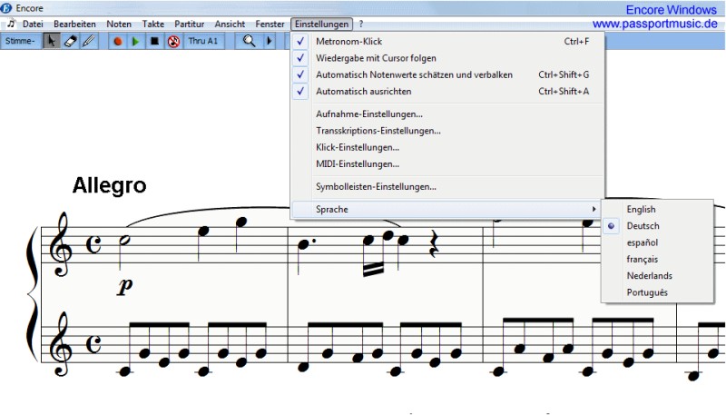 Encore5 Notenschreiben am PC und Mac